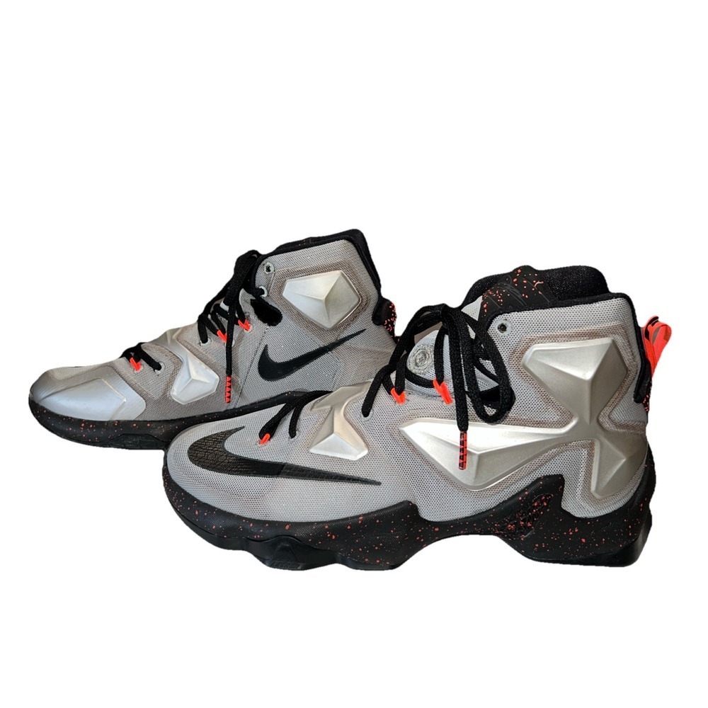 Nike LeBron 13 Lava Rubber City Silver Athletic Shoes (807219-003) Men's 9.5